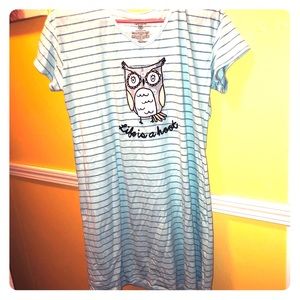 Dark blue and light blue striped with owl  💤 👗